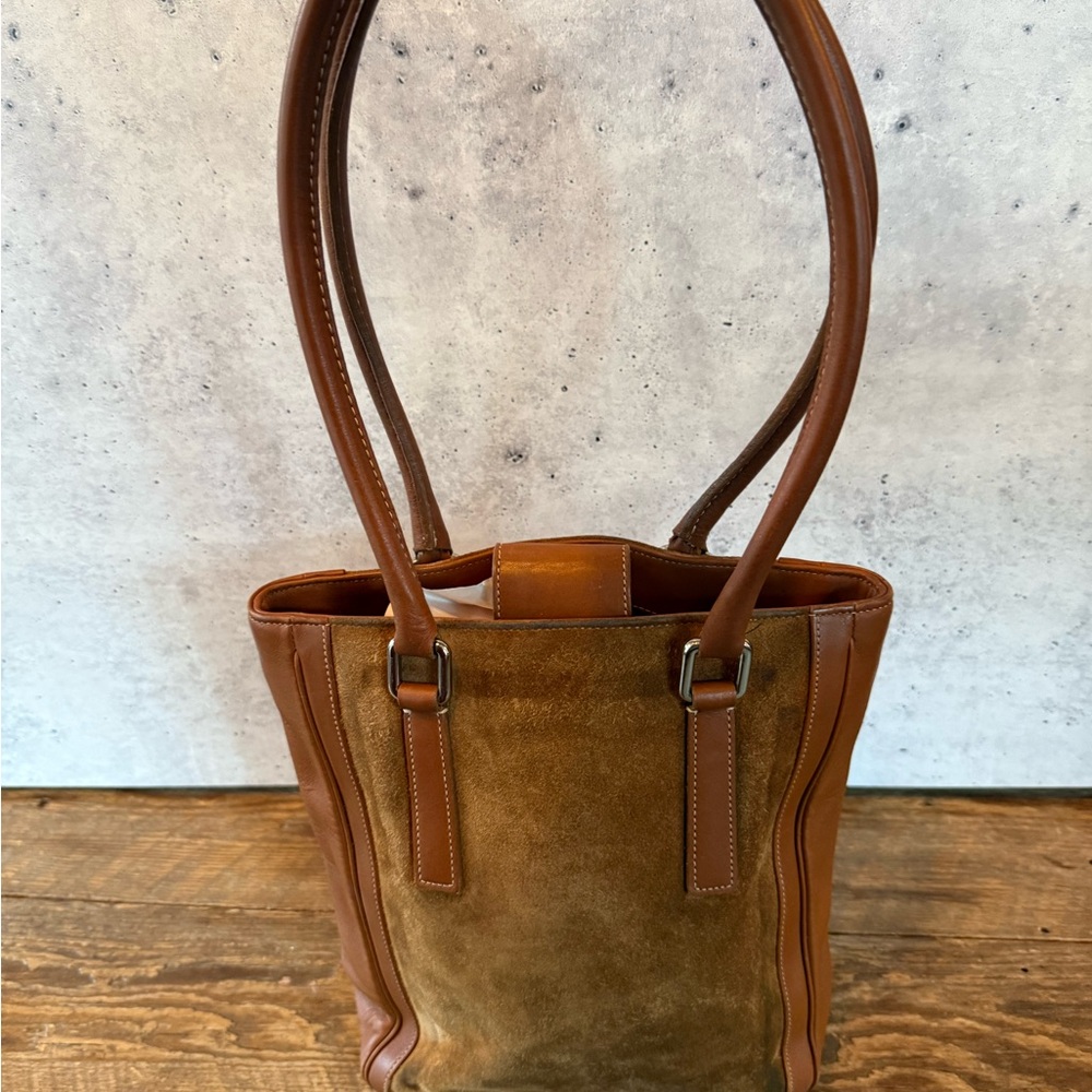 Vintage 2001 Coach Suede & Leather Tote Bag F1P-9424 – Made in Costa Rica - Picture 4 of 13